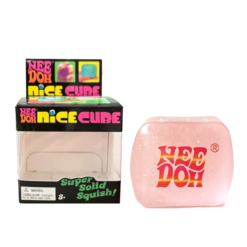 Needoh Nice Cube Glow in the Dark Squishy Toy Safe Multicolored Knead Stretch Relief Stress Squeeze Anti-Anxiety for Adults Gift