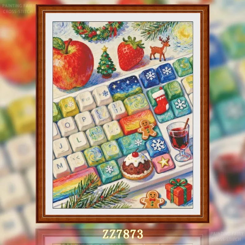 

ZZ7873 Stars Christmas 11CT 14CT 16CT Print Canvas Cross Stitch DIY Set Kit Needlework Embroidery 159 Colors