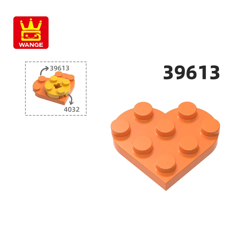 Wange 39613 100G/103Pcs Ronde 3X3 Hart Bouwstenen Moc Liefde Speelplaat Compatibel Met Bakstenen Diy Kinderen Speelgoed Cadeau