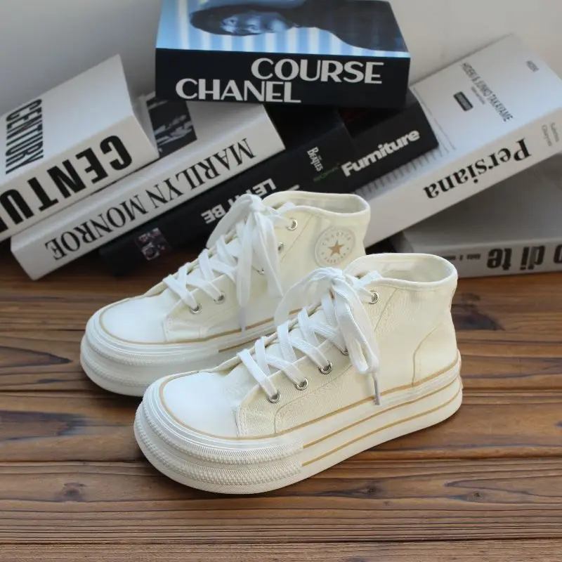 New Pink Classic Canvas Shoes Women School Students Sport Shoes for Woman Casual Vulcanized Shoe Flats High Top Zapatos Mujer