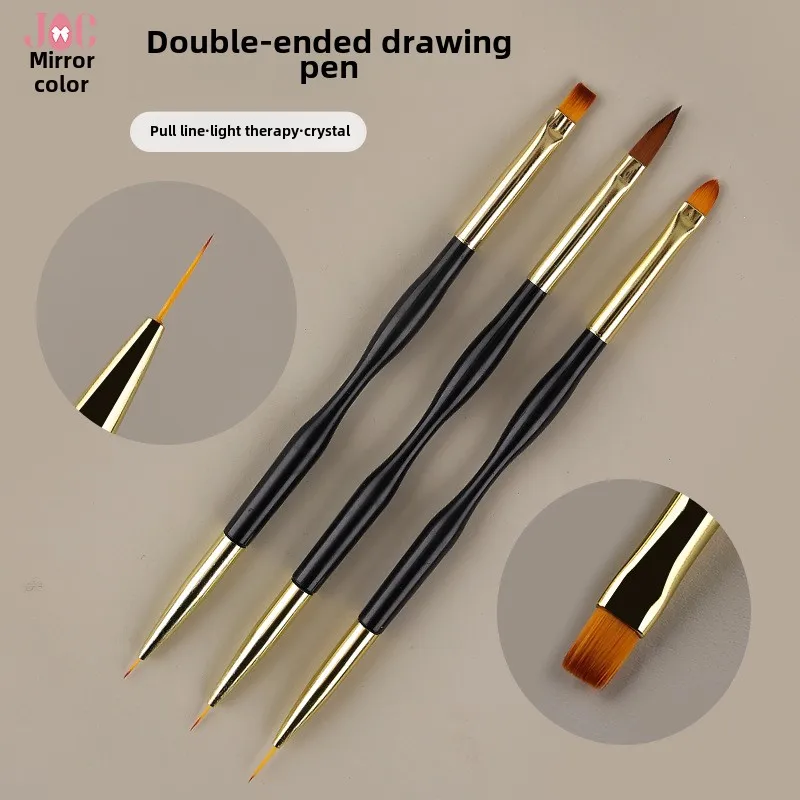 3 Pcs Manicure Brushes Dual Use Gel Gradient Brush Pinceles Ultra Thin Line Drawing Pen Dual End Nail Art Design Painting Tools