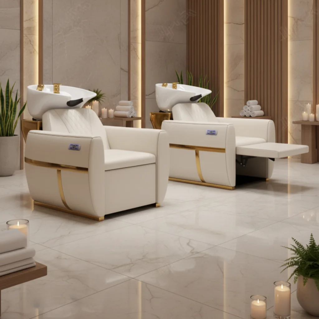 

!@！@European Style Salon Washing Hair Equipment Wash Basin Bowl Shampoo Chair Sofa Spa Head Massage Shampoo Station Electric