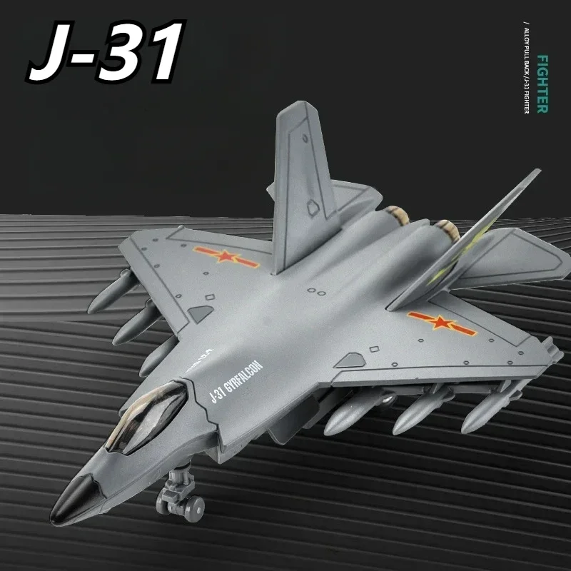 J-31 Stealth Fighter Alloy Fighter Model Jet Plane Scale Model with Stand Collection Decoration Childrens Toy Gifts Christmas