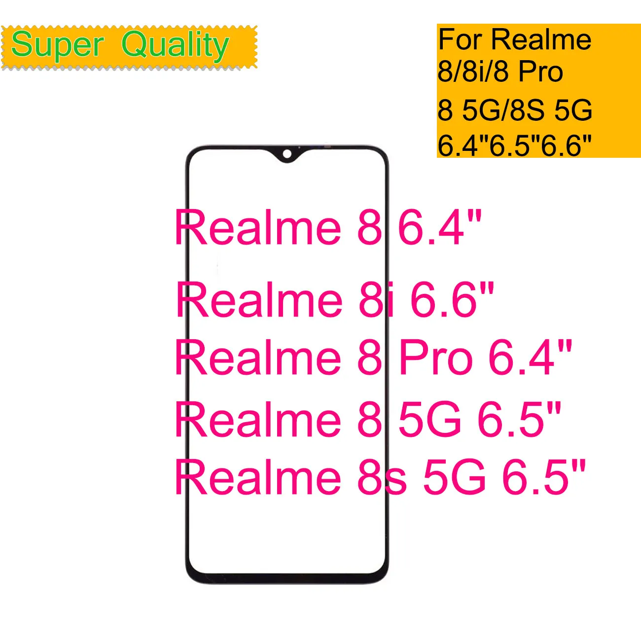 

10Pcs/Lot For Realme 8 Pro 5G Touch Screen Front Outer Glass Panel Lens For Realme 8i 8S 5G LCD Front Glass With OCA Glue