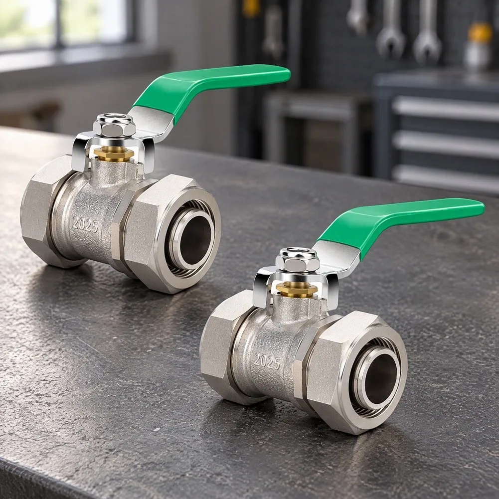 2PCS 3/4 Inch Brass Ball Valve Air Piping Fittings Leak Free Shut Off For Garage Compressed Air System Hose Connector Tool