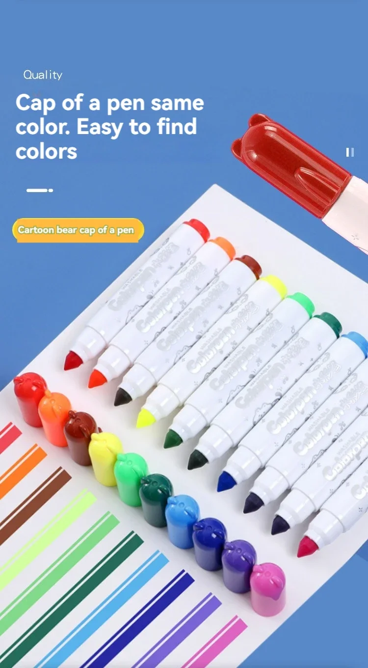 Waschbare Marker, Aquarellstift für Kinder, 12–24 Farben, waschbare Marker-Set, Farbmarker, Großpackung für Schulklassenzimmerbedarf – Detail 6