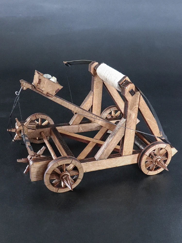 Medieval elastic catapult ornaments ancient chariot model wooden handmade DIY decoration