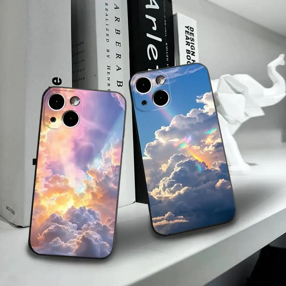 

Beautiful sky Phone Case For iPhone16,15,14,13,12 Mini 11 Pro XR,X,XS,MAX 7,8 Plus Silicone Cover Soft Black