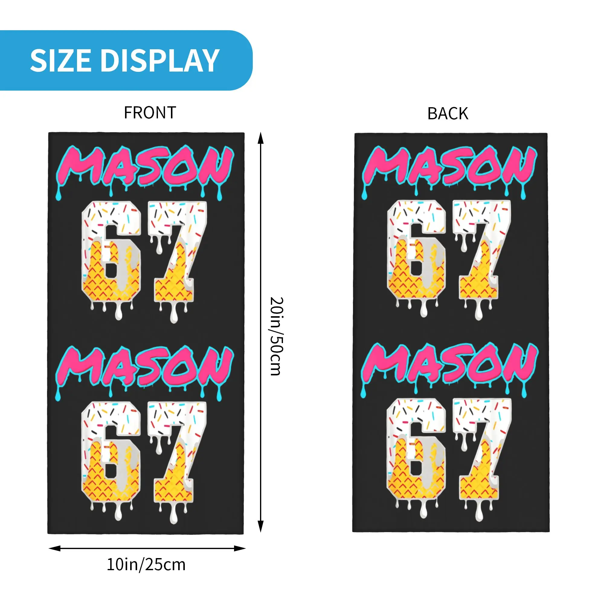 Six Seven Ice Cream Drip Sport 67 Fun Mason Meme Bandana cou couverture imprimé écharpe multi-usage masque facial pêche coupe-vent