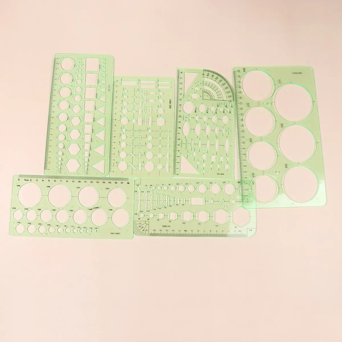 Geometric Drawing Template Ruler Set Plastic Drafting Stencils for Architecture Art Design School Supplies view 5