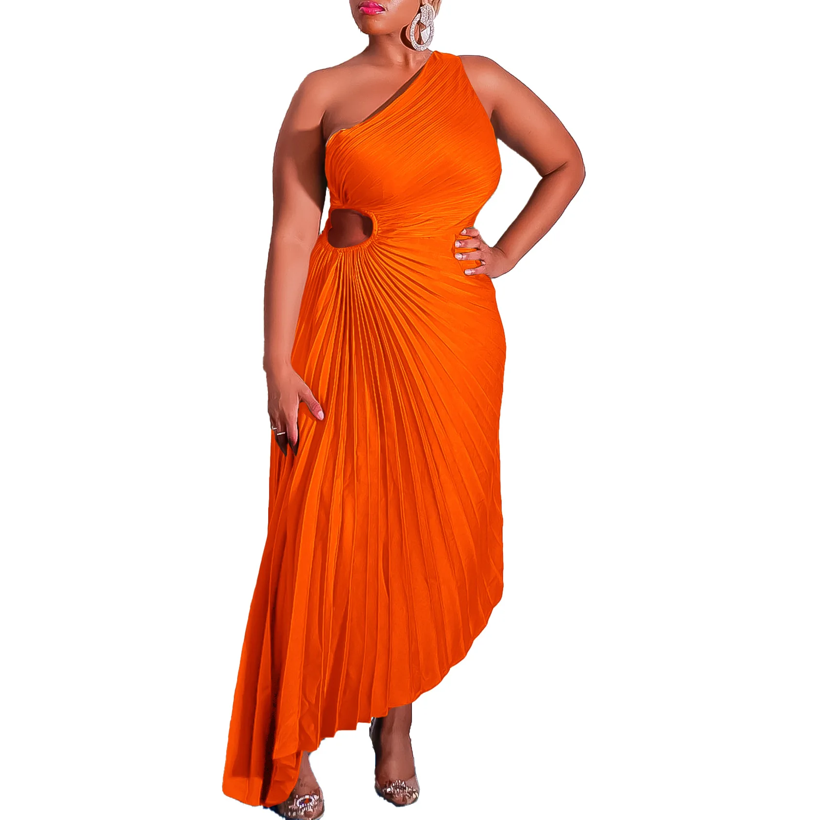 

2023 African Dresses for Women Summer African Sleeveless Pink White Green Red Polyester Pleated Long Maxi Dress African Clothes