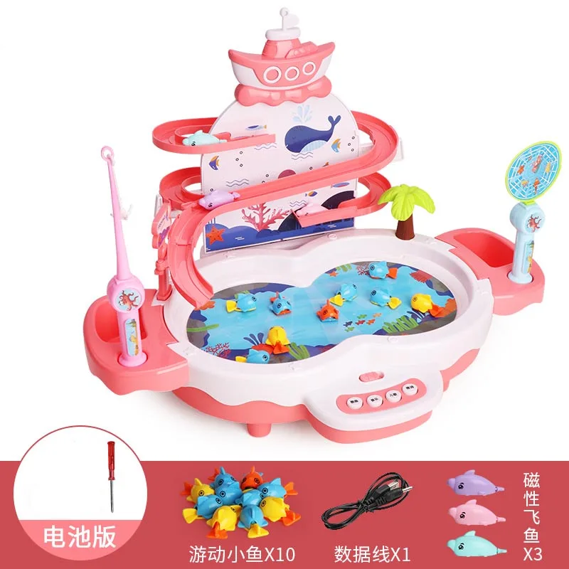 Kids Multi-function Electric Fishing Toys Playing Toy With Running Water Pretend Play Food Fishing Toy Role Playing Girls Toys