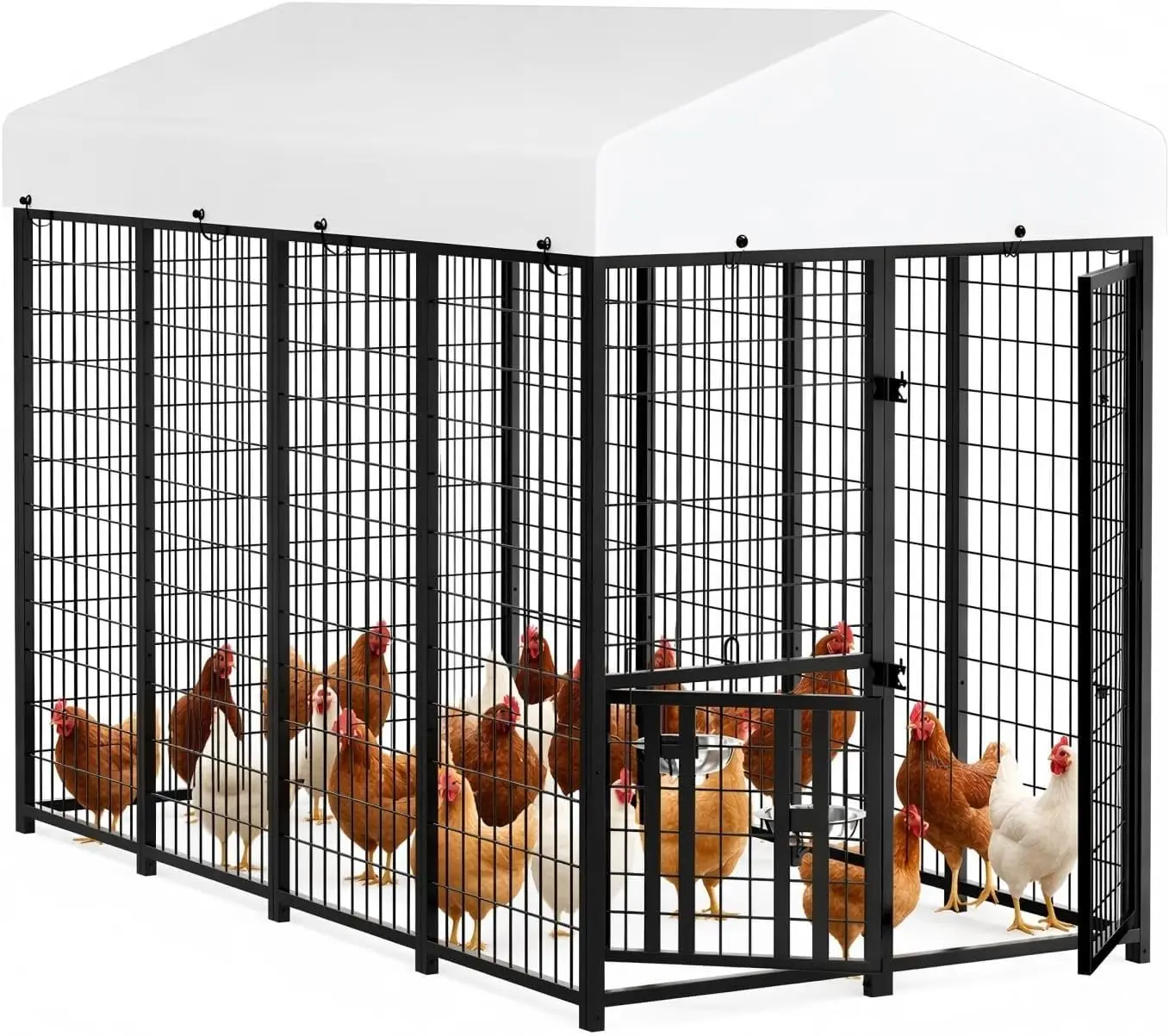 Metal Chicken Coop Run 8x4x5.6ft Outdoor Poultry Cage Hen House Walk-in Pen, Customized