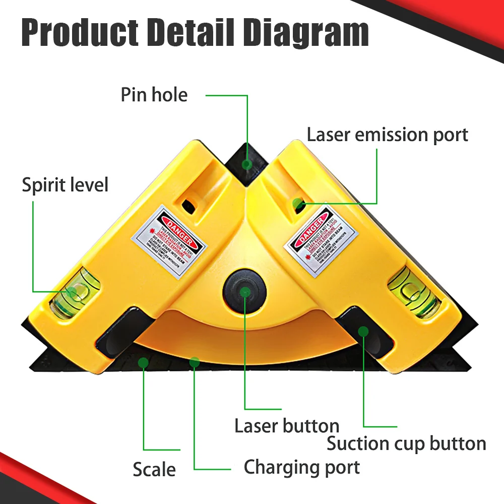 Right Angle 90 Degree Square Infrared Laser Level Laser Vertical Ground Wire Instrument Measurement Tool Laser Construction Tool