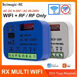 WIFI Tuya NICE CAME BFT FAAC DITEC DEA Interruptor universal do controlador do receptor 2 ch do controle remoto da porta da garagem para 433 868 mhz transmissor rx multi frequência 300-900mhz