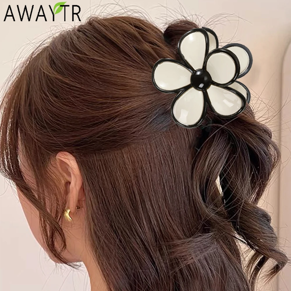 AWAYTR Alloy Butterfly Hair Clips Velet Floral Pearl Tassel Hair Claws Shark Crab For Women Girl Hair Accessories Headwear