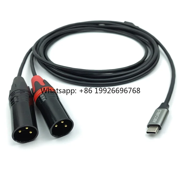 

Type-C to Dual XLR Male Y-Splitter Cable - for Connecting Phones, Speakers & Microphones, Left/Right Channel Separated XLR Cable