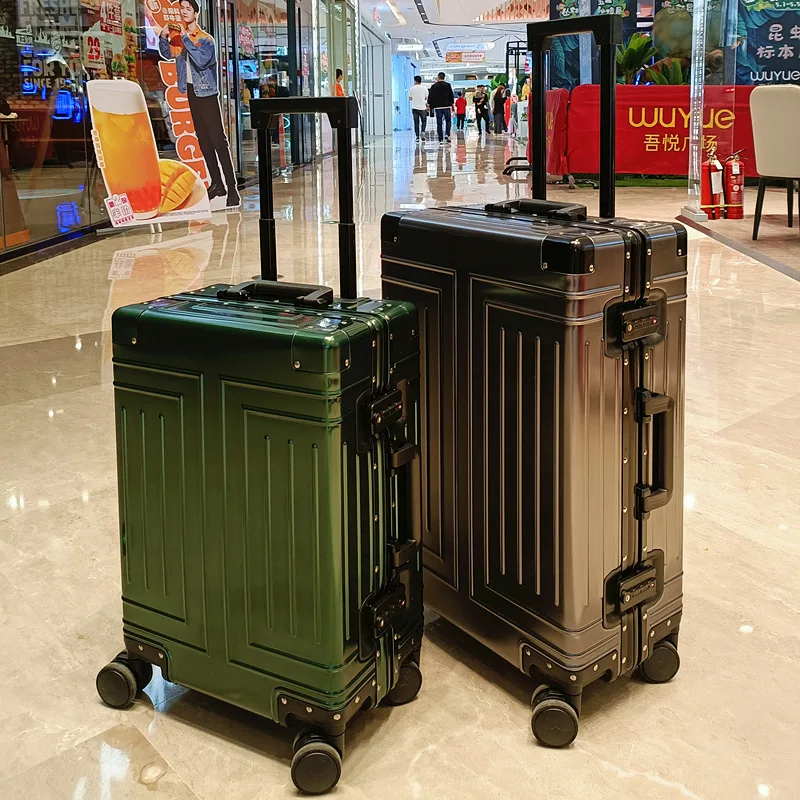 20 "24" 26 "29" Zoll Gepäck Aluminium Trolley Koffer wasserdichte metallische Kabine Gepäck Trolley Tasche mit Rädern Koffer