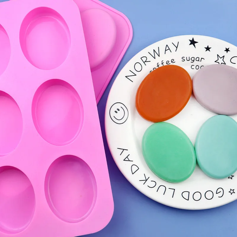 

Wholesale 6-Cavity Large Oval Silicone Cake Mold, Handmade Cold Process Soap Mould, Scented Candle Molds DIY 155