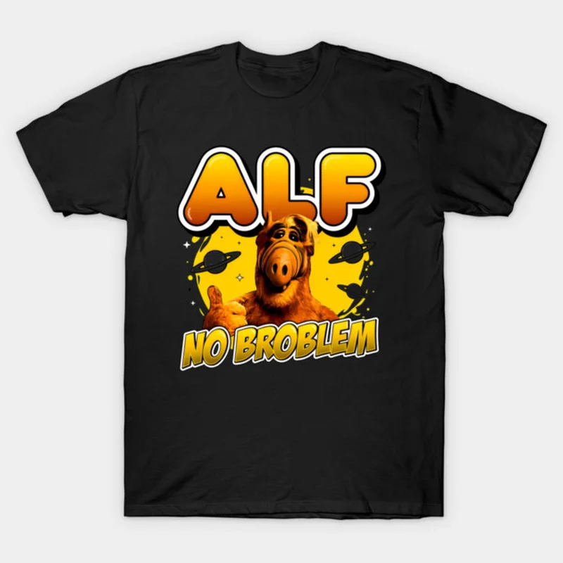 Funny ALF Alien Life Form T‑Shirt Gordon Shumway Melmac 80s Retro TV Show Graphic Print Unisex Short Sleeve Gift Idea Streetwear