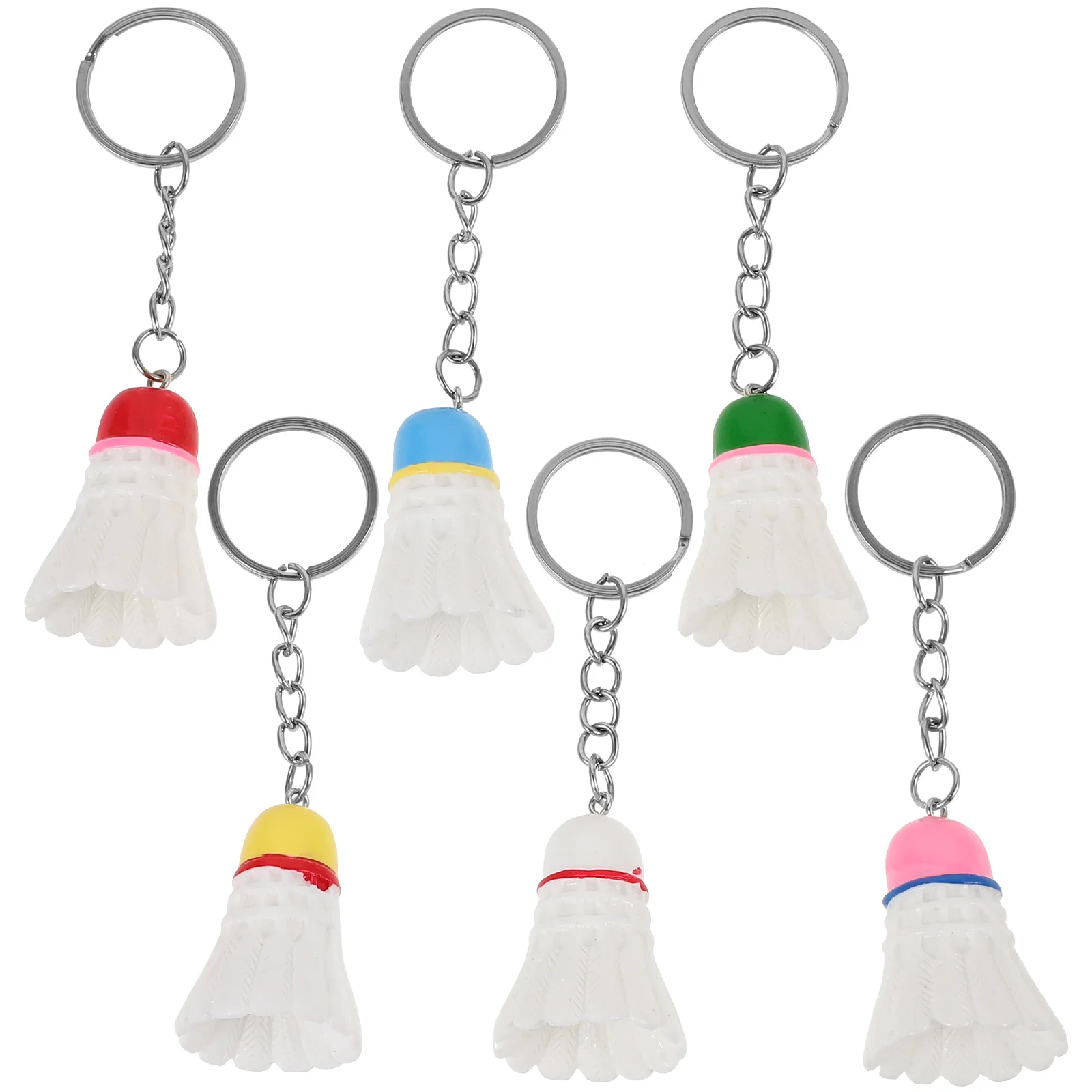 

6Pcs Badminton Pendant Keychains Resin and Metal Craft Strong 3D Look Bag Charm Hanging Ornament for Women Men Birthday Gift