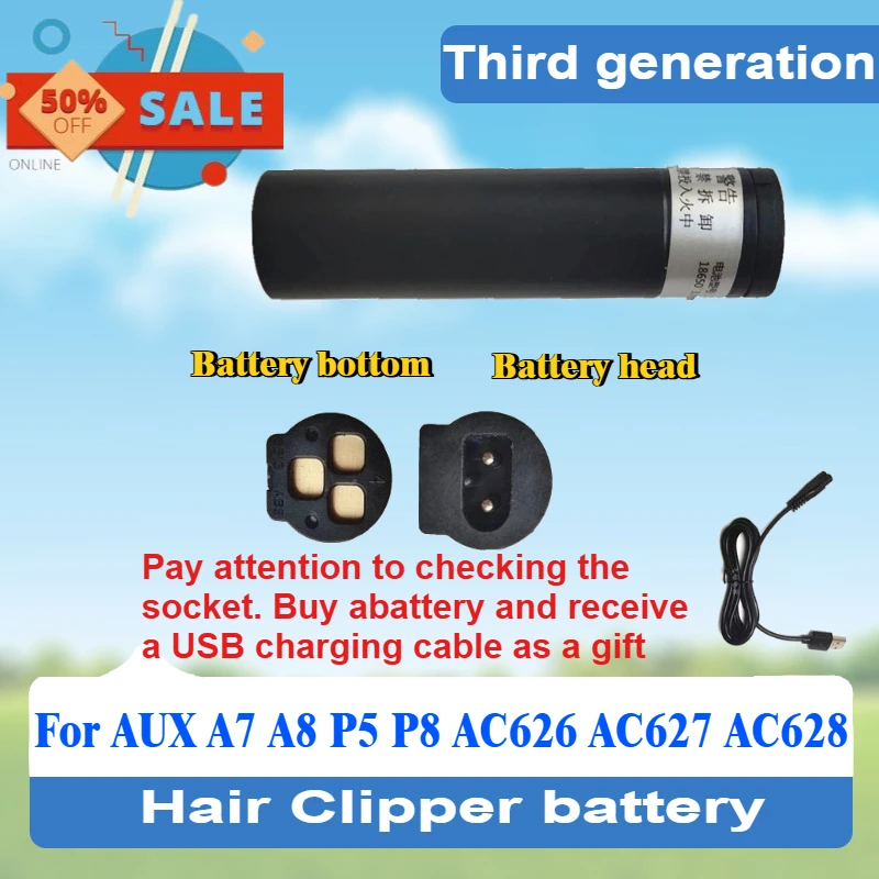 For AUX A7 A8 P5 P8 AC626 AC627 AC628 Hair Clipper Electric Hair Trimmer Lithium Battery