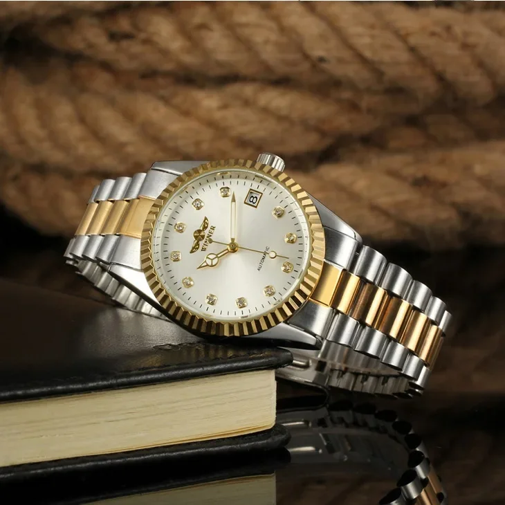 Fashion Hot WINNER Top Brand Luxury Gold Mens Wrist Watch Men Business Clock Automatic Mechanical Watches Male Steel Skeleton