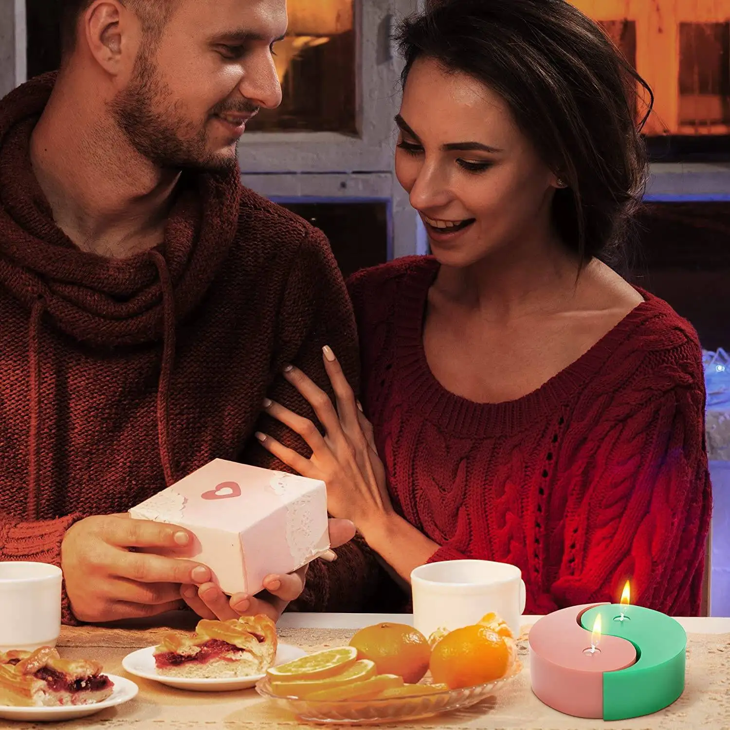 يين يانغ شمعة قالب من السيليكون ، تاي تشي الصابون الشمع ، قالب الروائح ، راتنجات الايبوكسي ، قالب حلوى الشوكولاته ، 2 قطعة