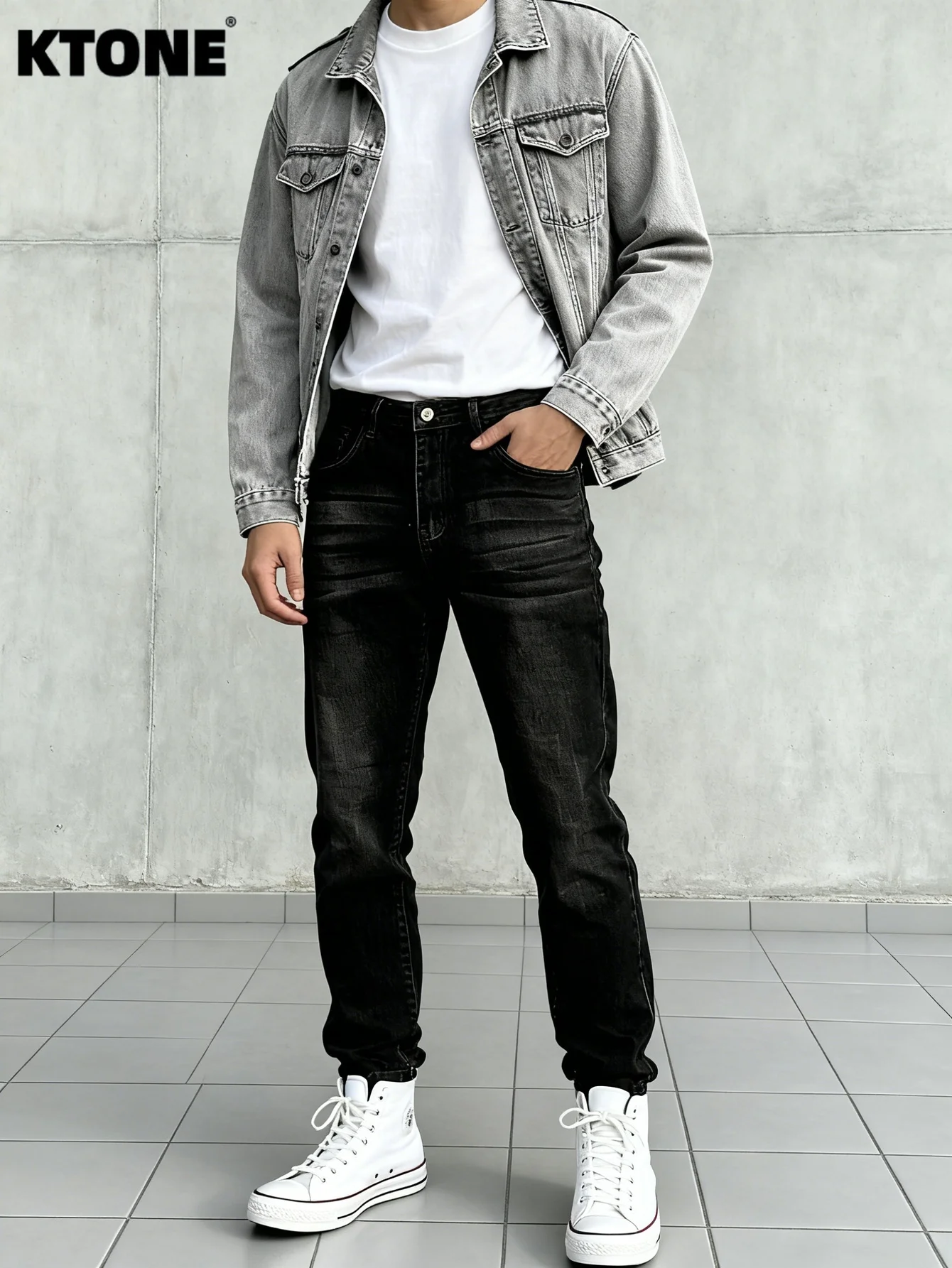 

Hip-hop Black Y2K Drip Men's Original Slim Jeans Pants Trendy Denim Trousers No accessories or belts included