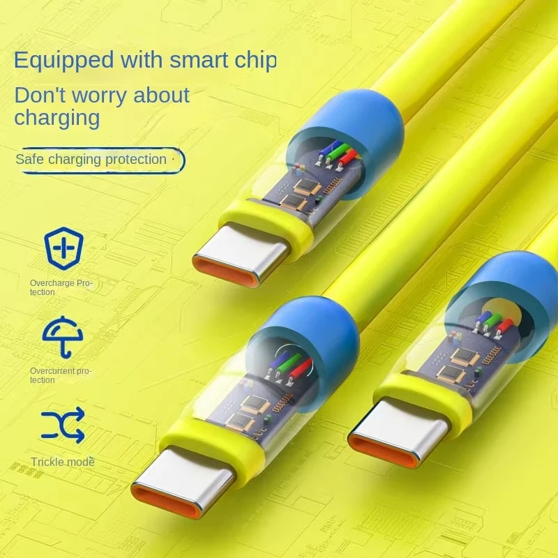 6A USB C كابل السائل لينة سيليكون بيانات الحبل شحن سريع لسامسونج هواوي Xiaomi 1M 1.5M 2M سلك شاحن الهاتف المحمول #1