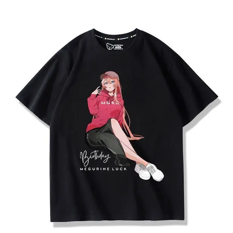 Megurine Luka سلسلة تي شيرت طباعة تي شيرت للرجال النساء الصيف بلايز قصيرة الأكمام المحملة ملابس يومية غير رسمية ملابس للرجال