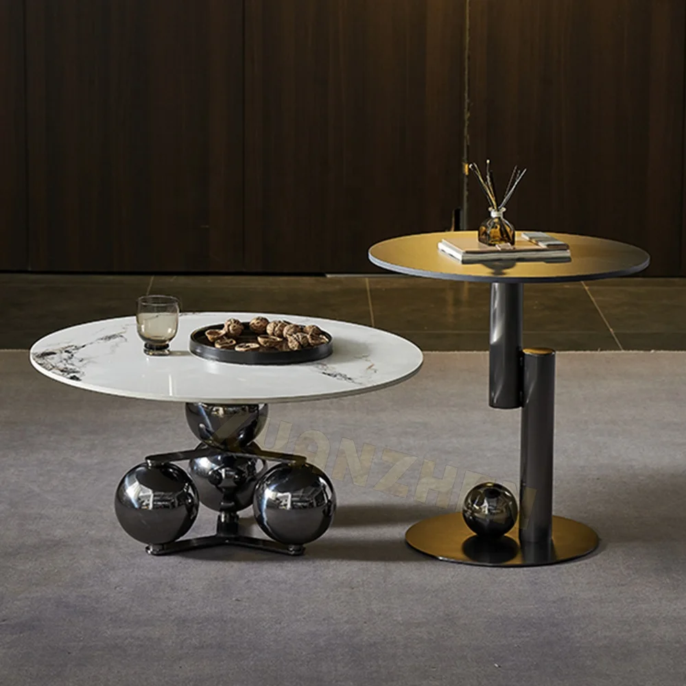 ❁a Xuanzhen Furniture High Quality Coffee Table Set Tea Table Ball Stainless Steel Sintered Stone Coffee Tables for Living Room