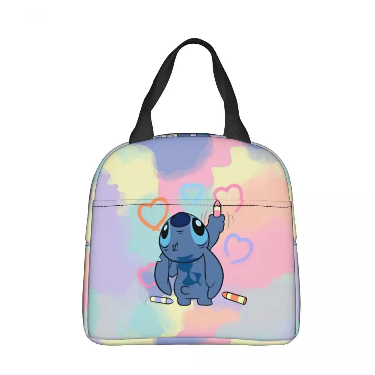 Cute Lilo And Stitch Insulated Lunch Bag Thermal Bag Reusable Portable Tote Lunch Box Food Storage Bags College Picnic