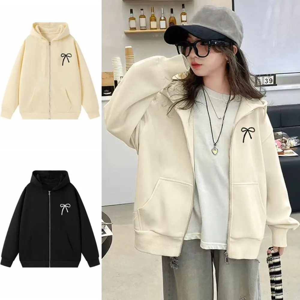 Fashion Sweet Bow Girl Bowknot Hoodie Child Long Sleeve Teens Autumn Hoodie Loose Coat Y2k Coat Girls Students