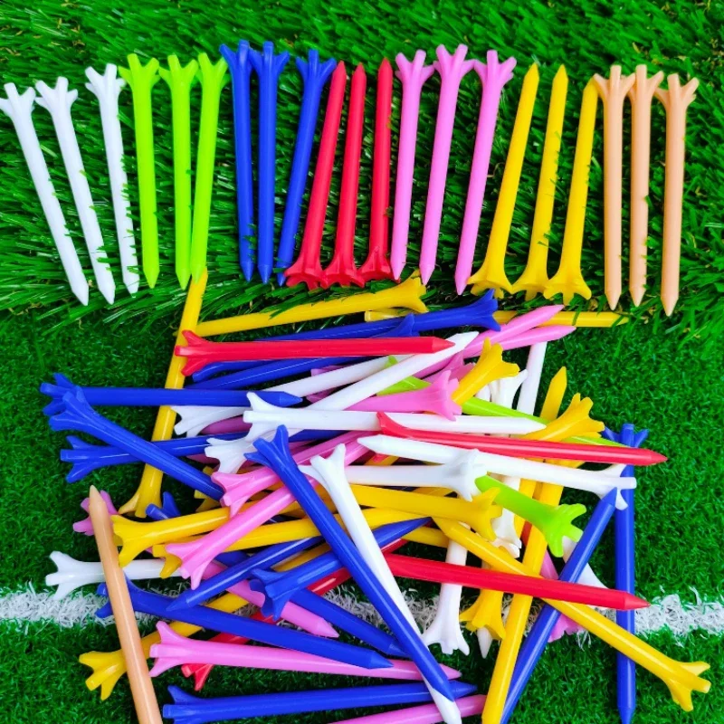 50pcs Golf Plastic Tees 70mm Five Claw Ball Stud Random Color ST01