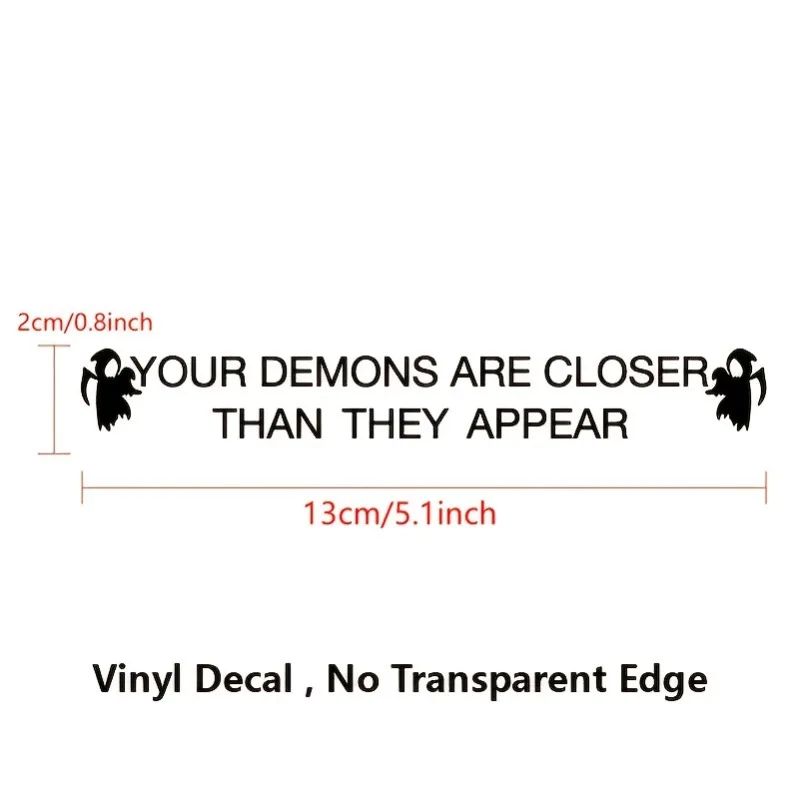 شياطينك أقرب من ملصقات السيارات المقاومة للماء لمرآة الرؤية الخلفية ونوافذ ديكور دراجة نارية ملصق فينيل متين