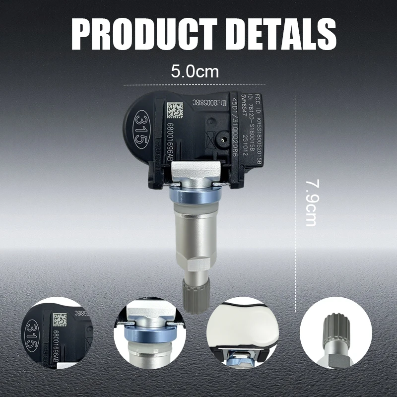 1/4PCS 315MHZ Tire Pressure Monitoring Sensor TPMS 68001696AB,68001696AA Fit for Jeep Compass Chrysler Sebring Dodge Charger