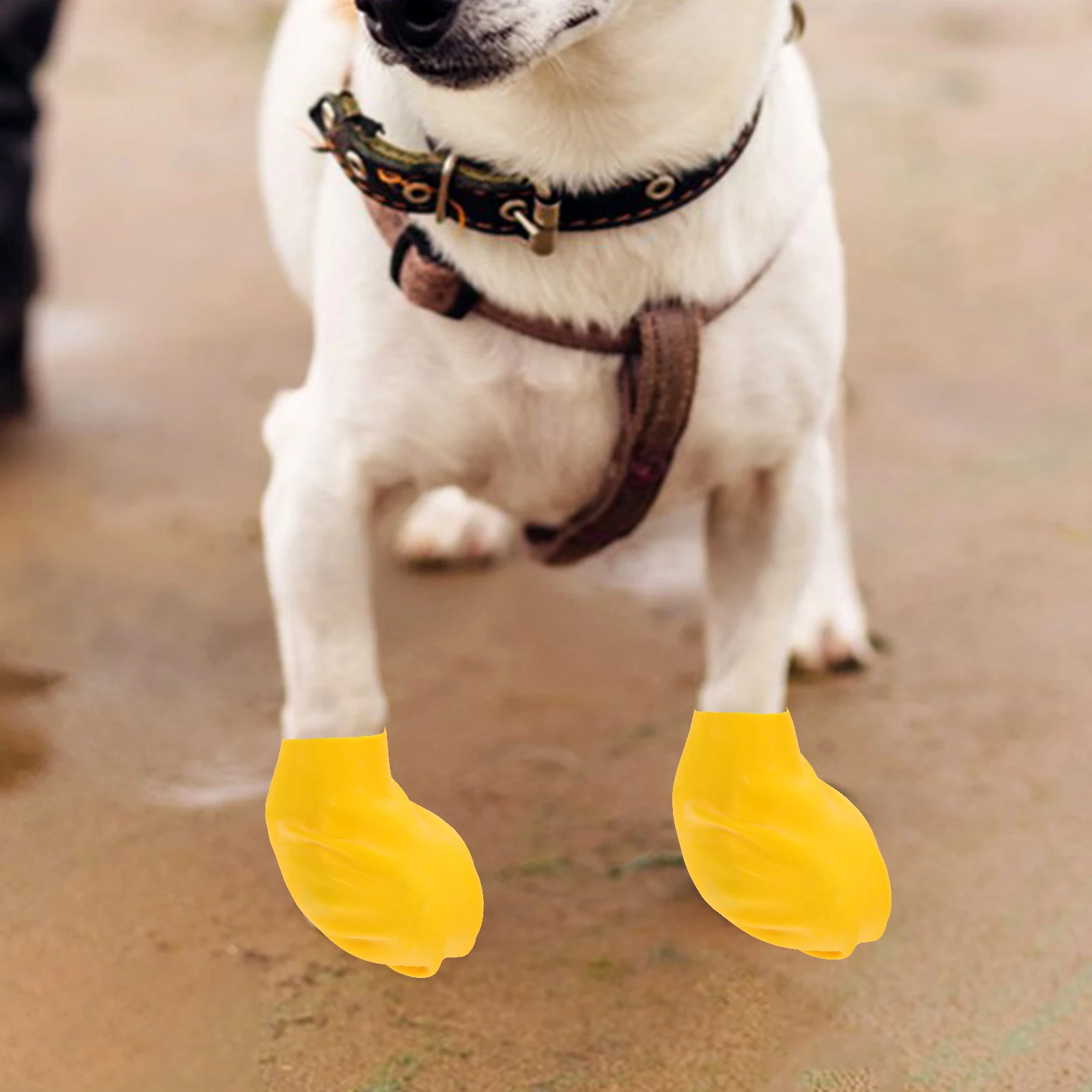 

4pcs Waterproof Rain Shoes Non-slip Shoe Cover Outdoor Footwear Durable Shoe Cover for Pet Cat Dog (Yellow)