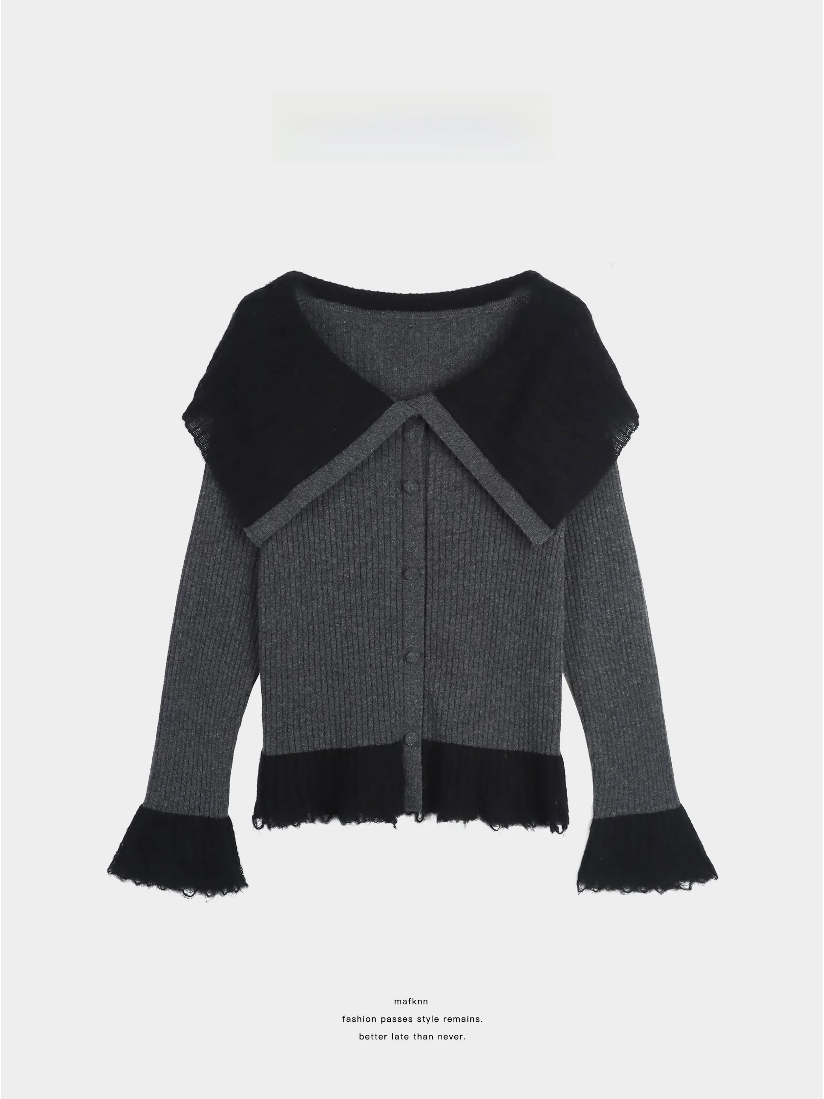 

Женский вязаный свитер JoJo Private Label Slim Fit с вырезами и вставками из верблюжьей шерсти, с большим воротником, имитация двухслойности, MK3578