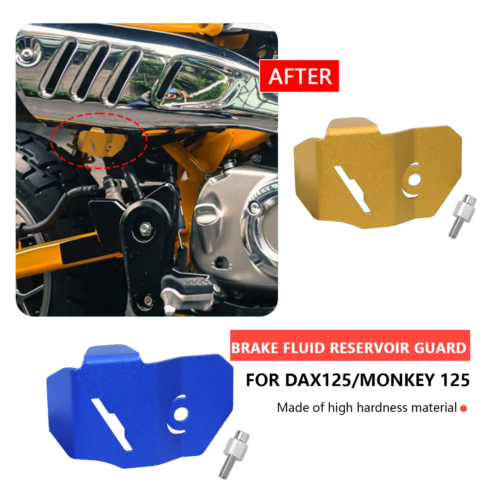 

Подходит для мотоциклов DAX 125, аксессуары для HONDA Monkey 125 DAX 125, задняя защитная крышка бачка тормозной жидкости, защитная крышка масляной чашки