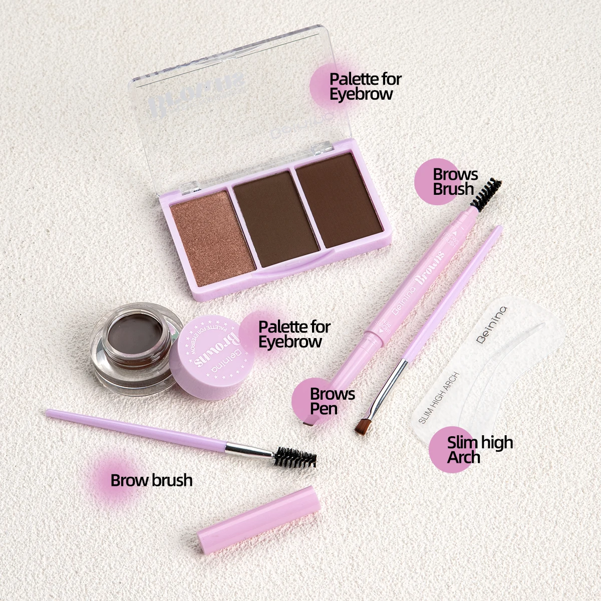 Set di polvere per sopracciglia a 4 colori Crema modellante per sopracciglia con stencil per sopracciglia Pennello per sopracciglia Kit per trucco facile da usare per principianti