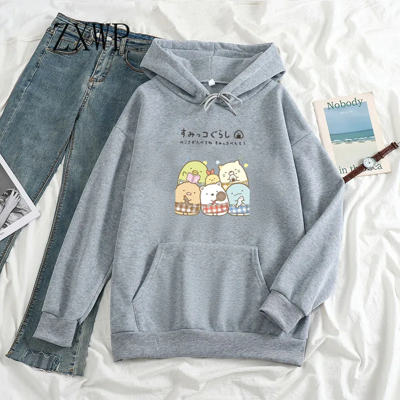 Japanischen Anime Frauen Kawaii Hoodies Sweatshirt Druck Cartoon Nette Sumikko Gurashi Hoodie Übergroßen Streetwear Rosa Tops Hoody