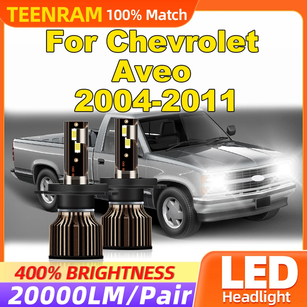 Turbo LED Headlight Bulbs 20000LM Auto Front Lights 120W Canbus Car Headlamps For Chevrolet Aveo 2004-2007 2008 2009 2010 2011