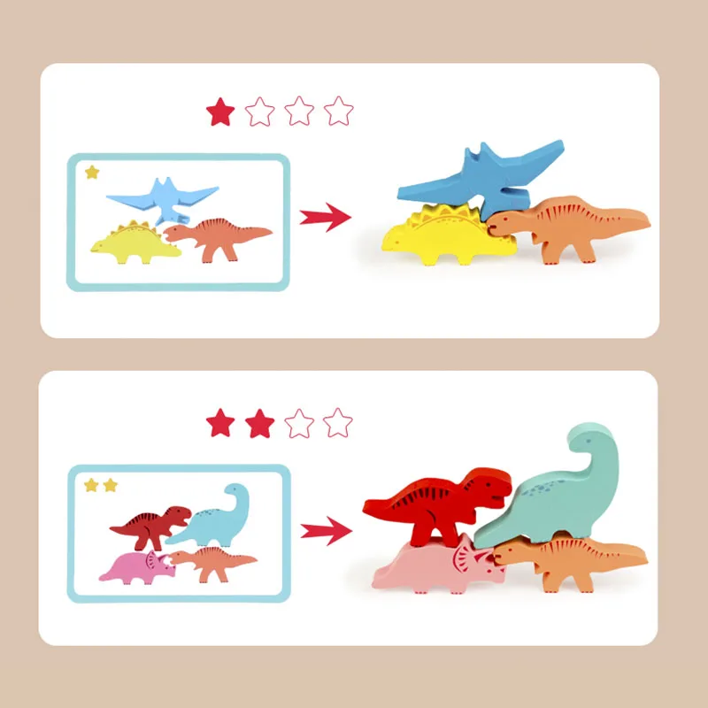 Holz Dinosaurier Stapeln Hohe Spielzeug Farbe Tier Stapeln Block Balance Spiel Pädagogisches Spielzeug Feinmotorik Training Für Kinder