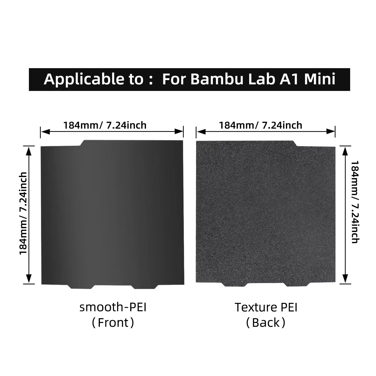 For Bambu Lab A1 Mini Build Plate Double Sided H1H PEY PEO PET PEI Bed Spring Steel Sheet Pei Sheet 184x184 for Bambulab A1 Mini