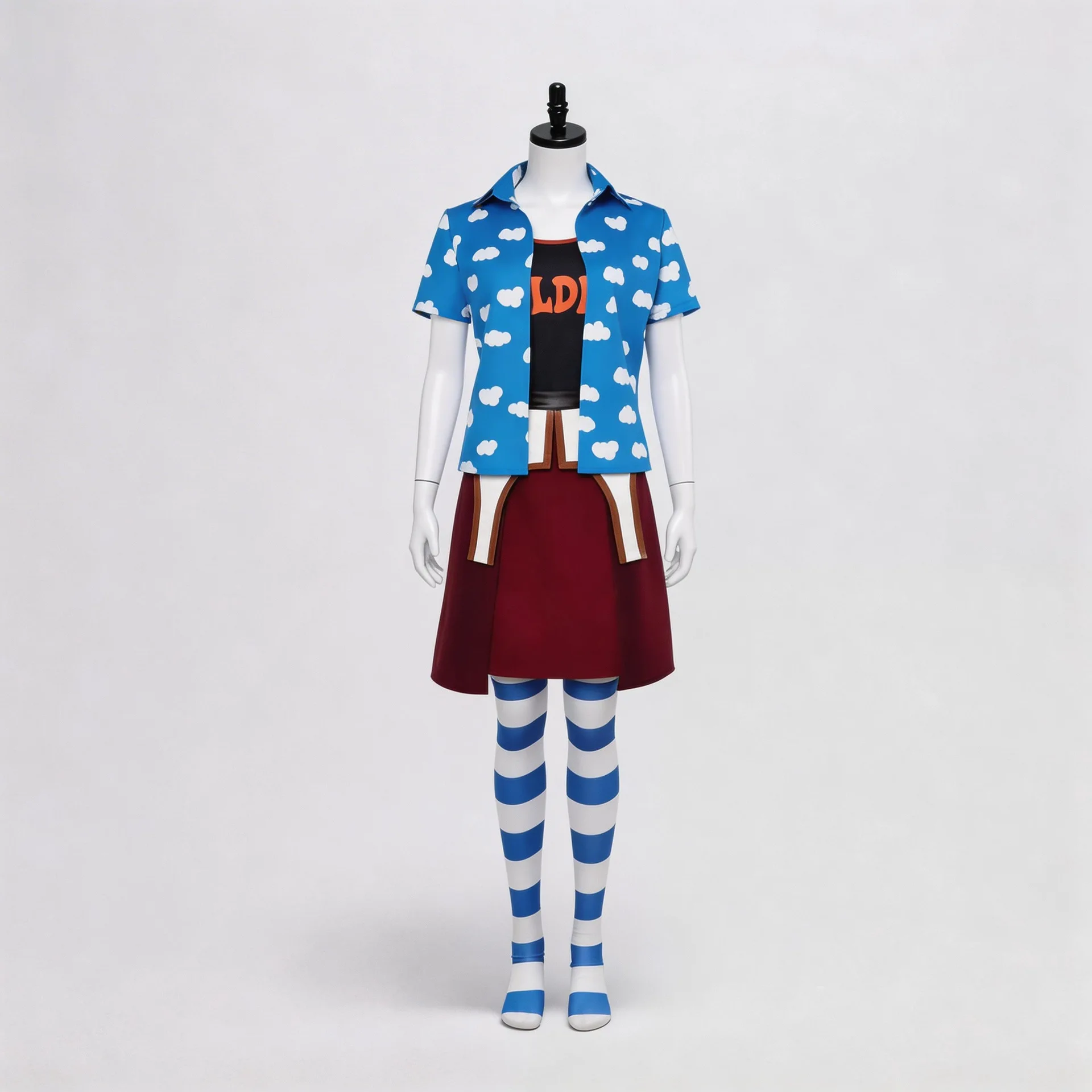 Disfraz de cosplay de Miss Goldenweek, abrigo, falda, sombrero, collar, medias, atuendo de fantasía para mujer, traje de fiesta de gala