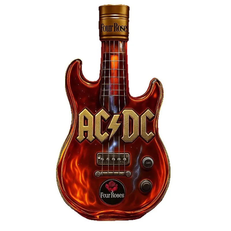 AC/DC Inspired Electric Guitar Shaped Whiskey Decanter, Crown Topped Creative Glass Liquor Bottle for Rock Fans