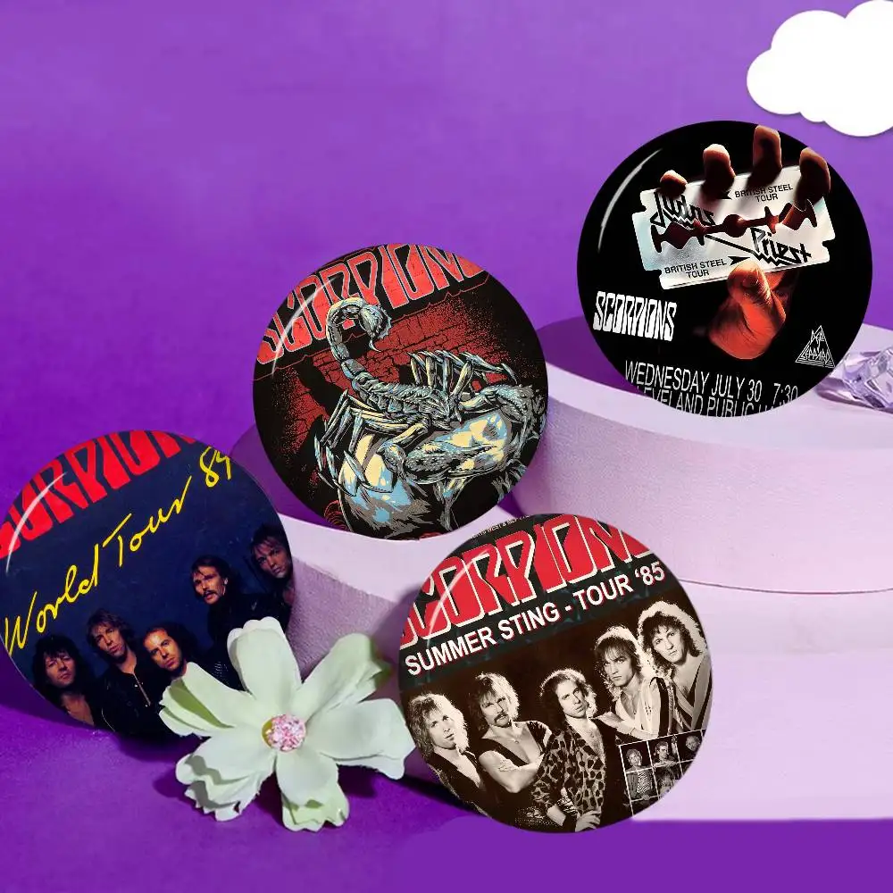 Band Scorpions Cartoon Brooches Anime Badge Round Handmade Brooch Lapel Pins Jewelry for Backpack Clothes Gifts