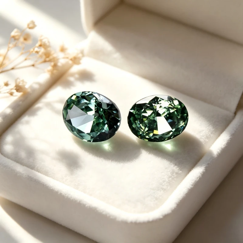 Kubischer Zirkonia Stein, ovale Form, Crushed-Ice-Schliff, Paraiba-Farbe, CZ 4K-Schliff, 5A+ Qualität, Laborproduktion – Detail 5