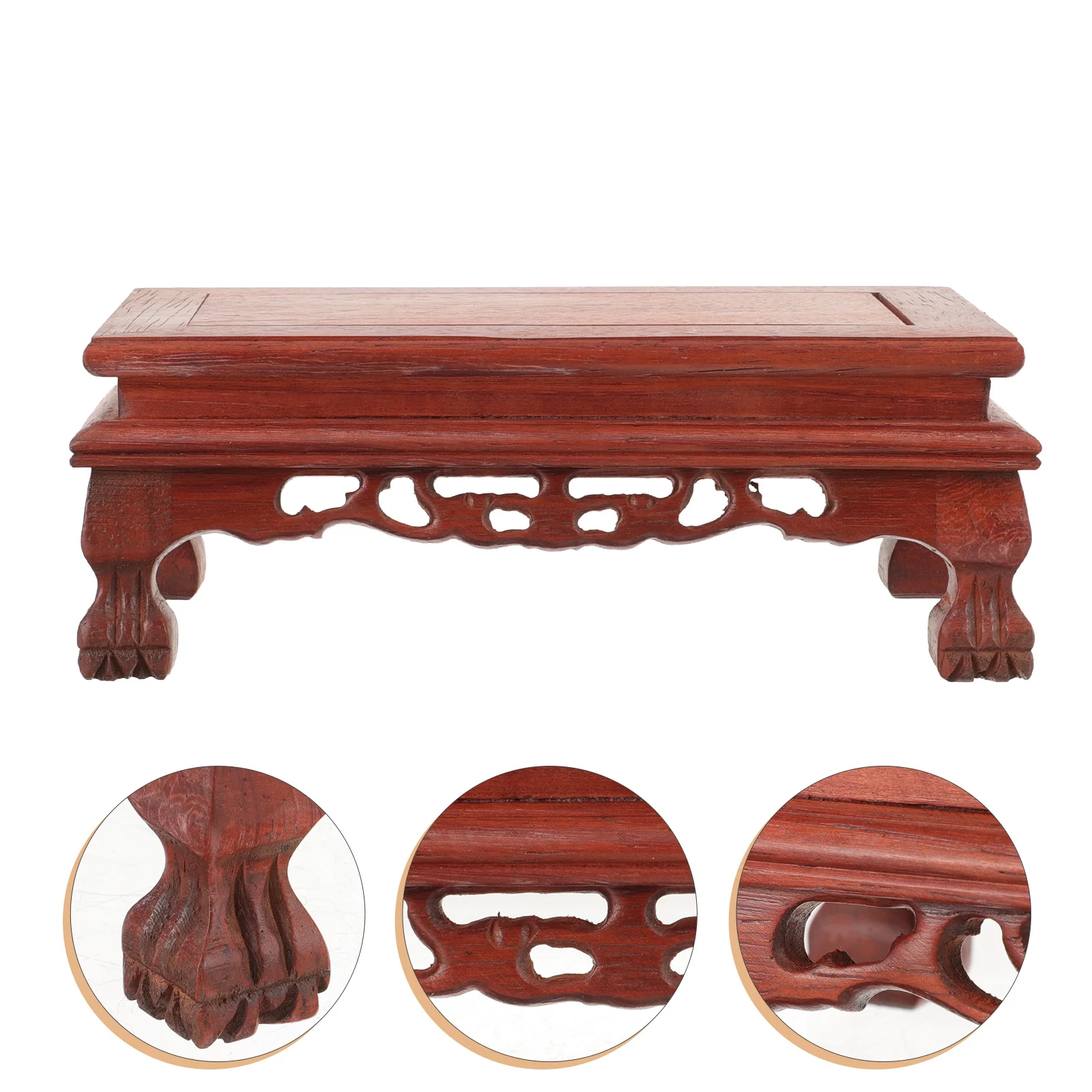 

Wooden Display Base for Craft and Decor Redwood Buddha Statue Stand Expansion Joint Design for Coffee Shop Use